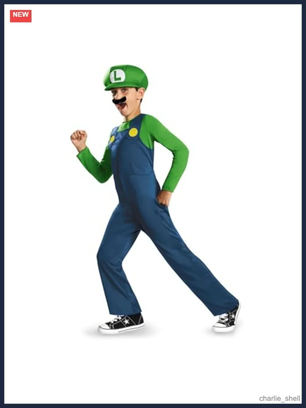 Officially Licensed Luigi Costume for Kids Jumpsuit Hat Mustache